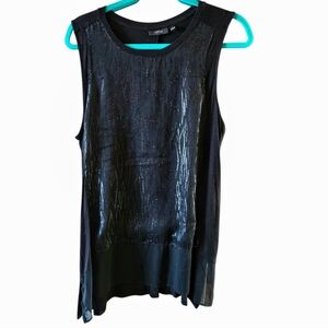Apt. 9 Black Shimmer Sleeveless Long Blouse. Size LG.